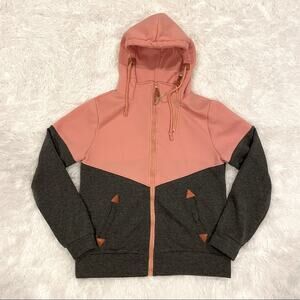 Fée Et Rit Fashion Two-tone Hoodie Women’s XL Pink and Gray